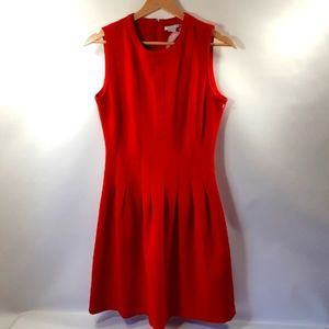 Red Sleeveless Scoop Neck Sheath Dress with Back Zipper